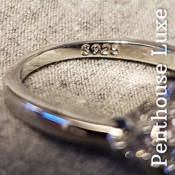 Radiant Cut Blue Sapphire Silver Ring - Picture 3 of 4